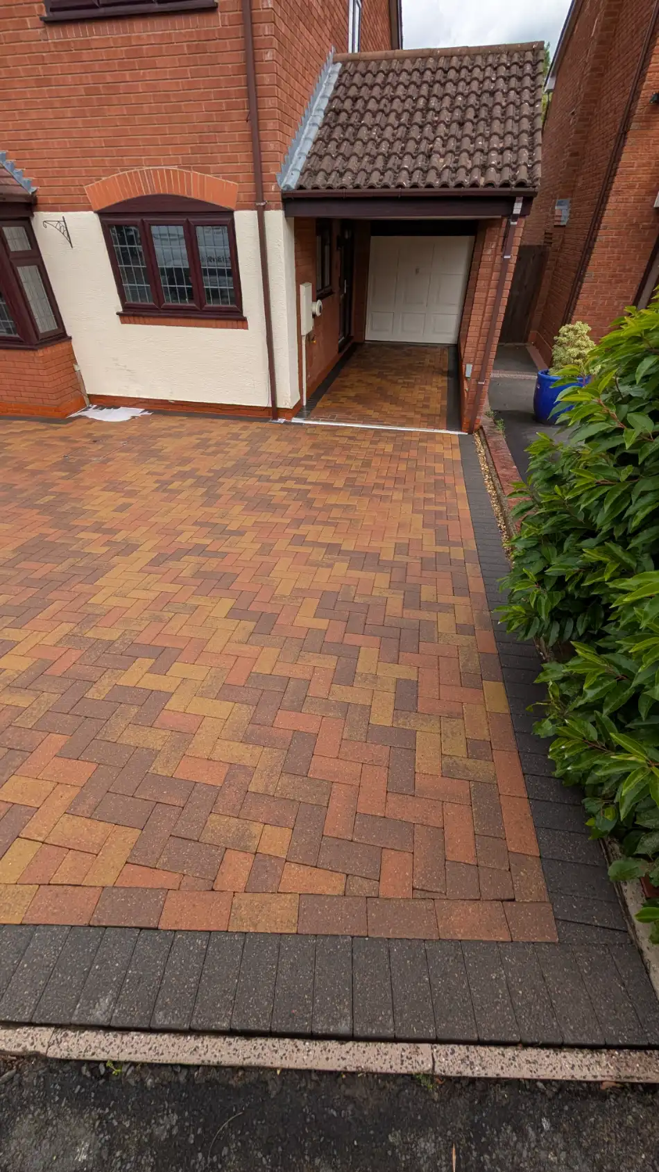 Same block-paved driveway in Preston after cleaning