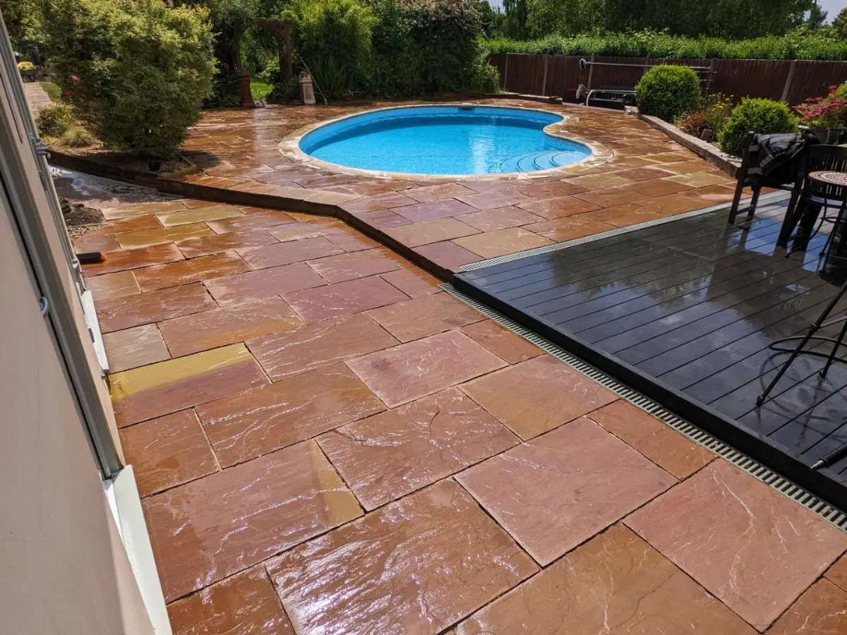 The same poolside patio after Restorra cleaning