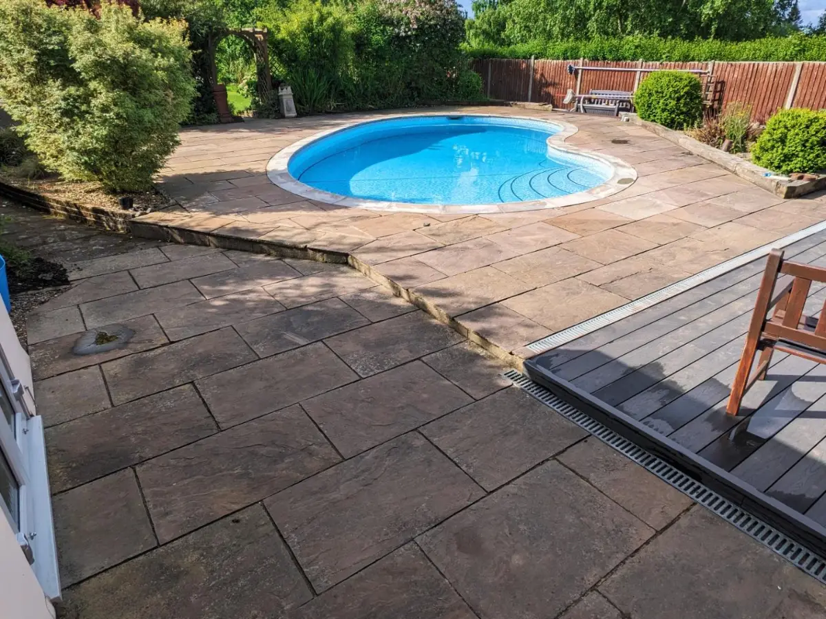 Poolside patio before Restorra cleaning