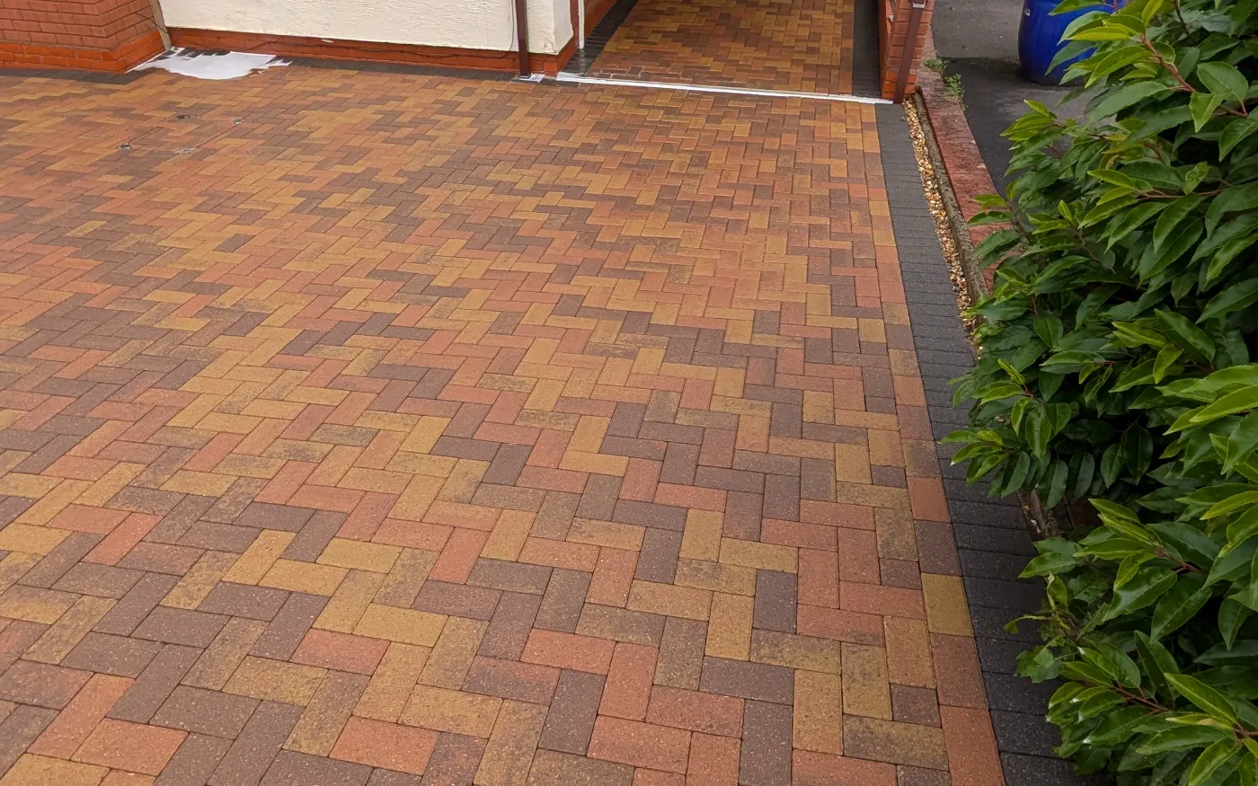 Cleaned block-paved driveway