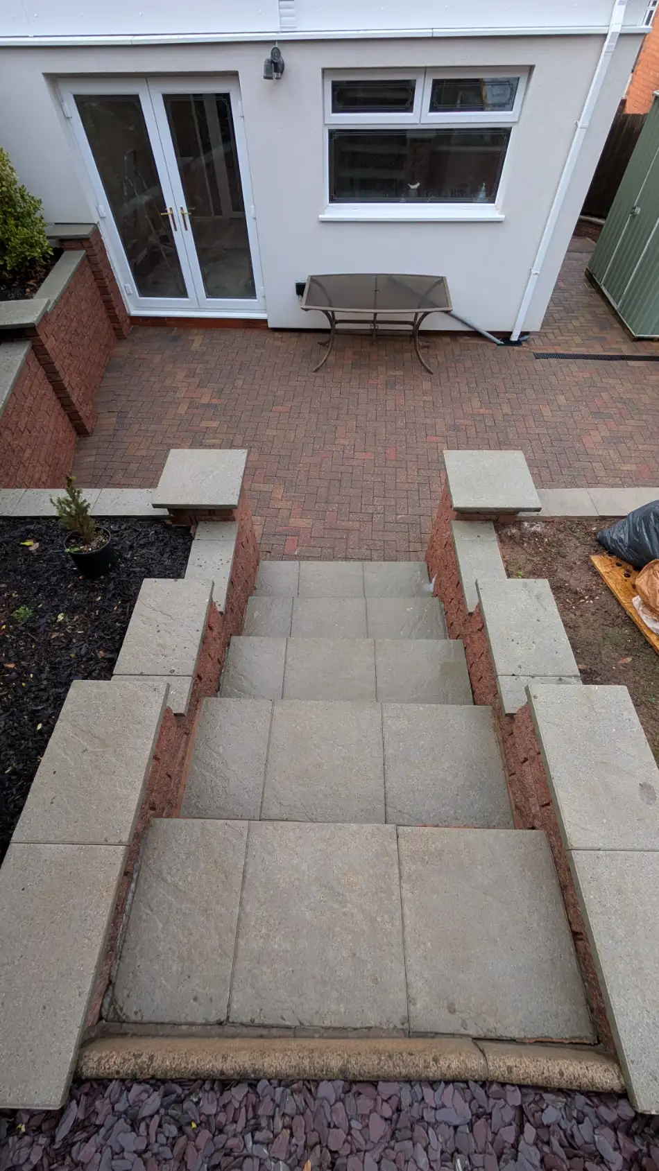 Same steps and patio landing in Clayton-le-Woods after cleaning