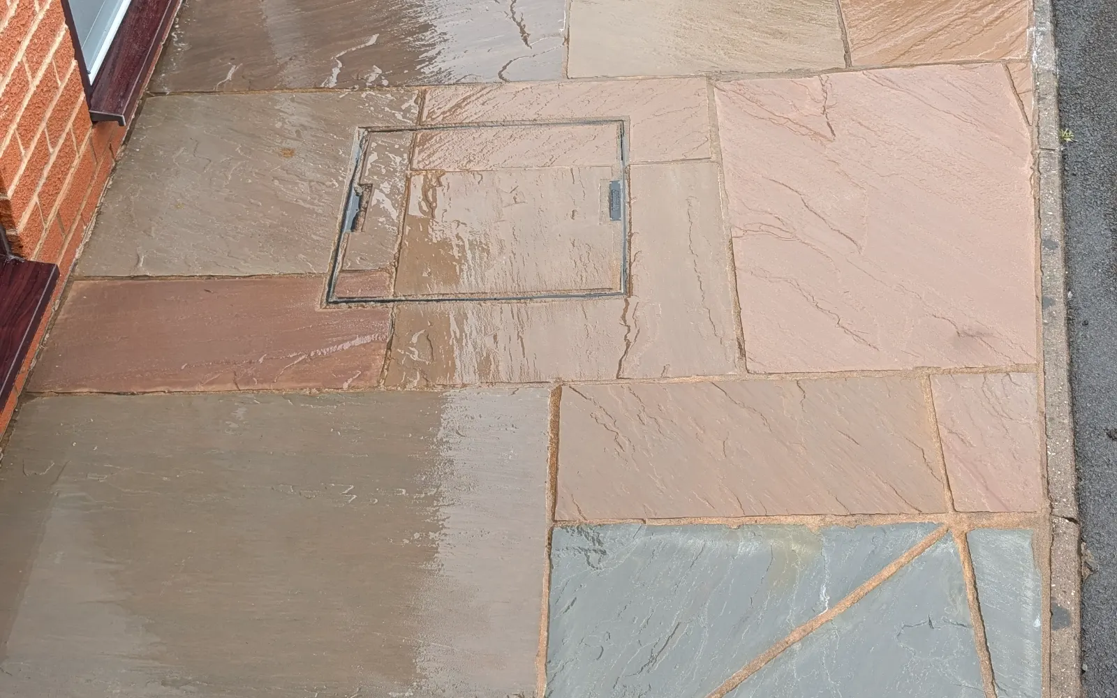 Freshly cleaned natural-stone patio