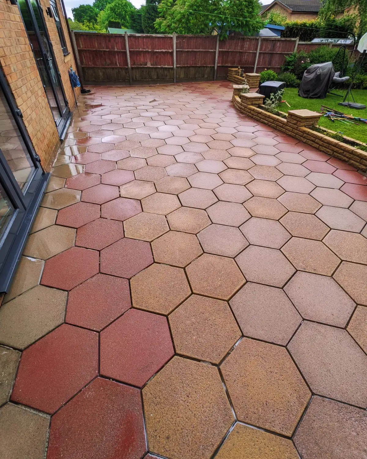 Same paving slabs in Croston after cleaning